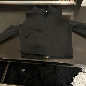 Urban Outfitters Black Mock Crop top with cut out shoulders